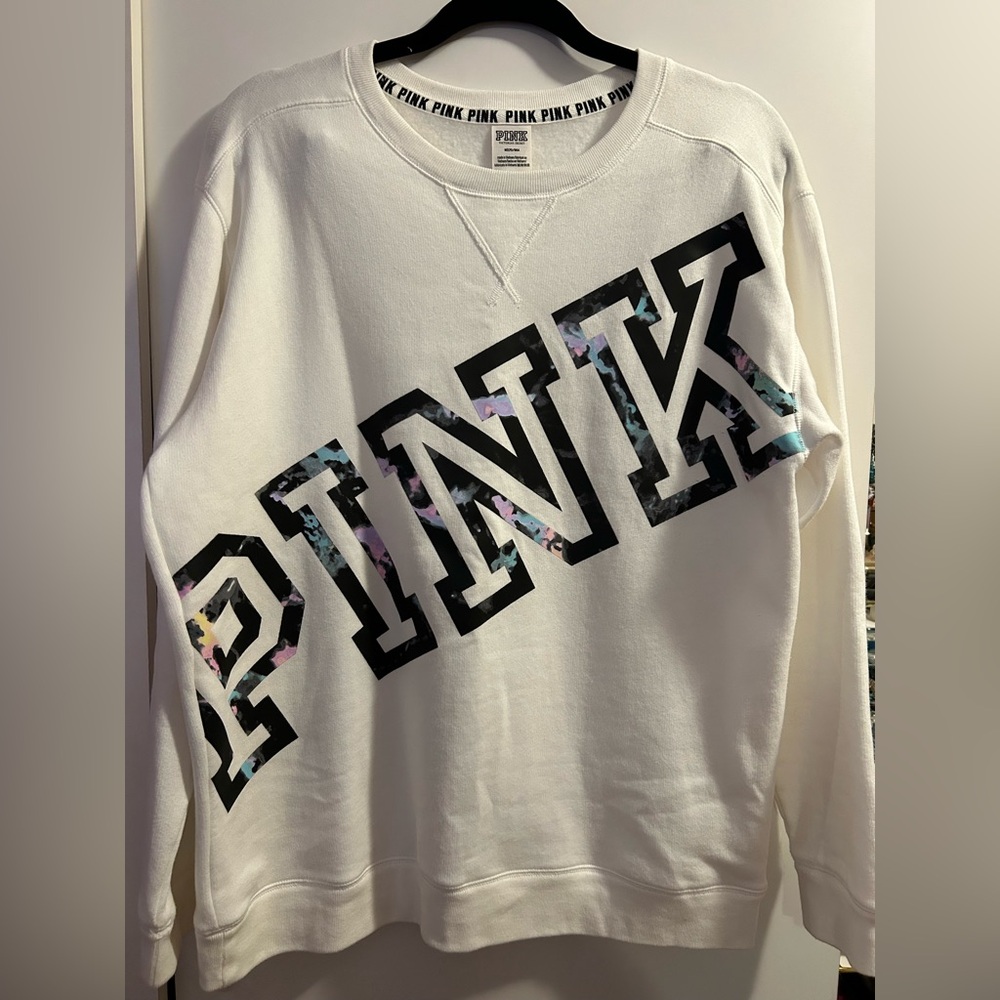 VS PINK campus crew sweatshirt multi color logo